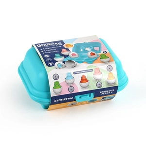 6 PCS dinosaur egg shape matching toy set in a blue storage box for toddler early education