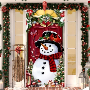 Christmas snowman door flag outdoor decorative hanging banner for holiday porch decor