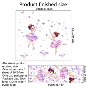 Stickers muraux cygne ballerine et papillons de 94x84cm pour décoration de chambre