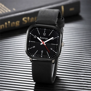 British Style Square Quartz Watch Men Fashion Minimalist PU Leather Strap Alloy Case Casual Waterproof Analog Wrist Watch