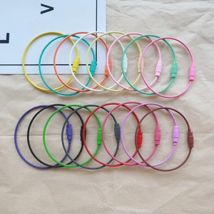 Colorful stainless steel wire keychains with threaded screw closures in various colors