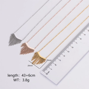 Bohemian Fan Shaped Bead Tassel Necklace 316L Stainless Steel Plated Choker Elegant Jewelry For Women