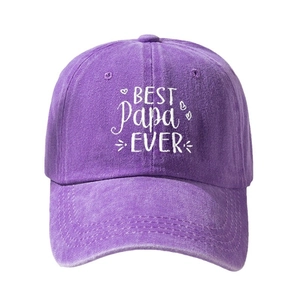 Classic purple washed cotton baseball cap with BEST PAPA EVER embroidery and heart detail