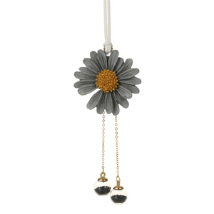 Chic handmade daisy car mirror pendant with gold chain and clear crystal charms