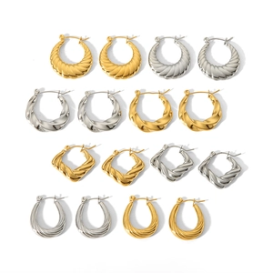 Minimalist 18K gold and silver stainless steel geometric hoop earrings set collection