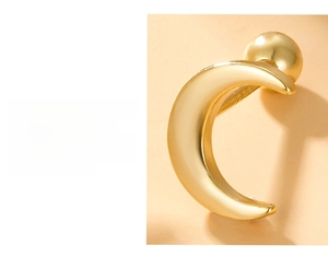 Detail view of gold-plated moon screw back earring with multi-layer protective coating