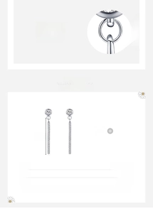 Detailed view of s925 sterling silver drop earrings with 21mm chain and 1.1g weight