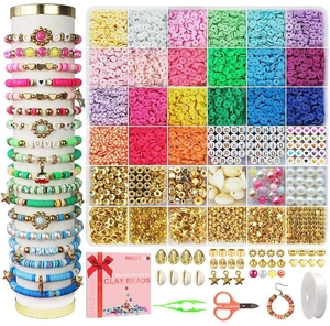 Schmuckset mit 24 Farben Tonperlen, Buchstabenperlen und Zubehör zum Basteln