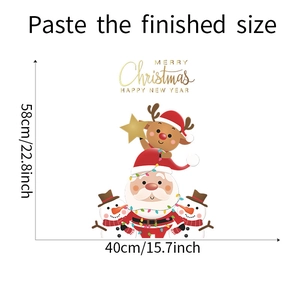Christmas wall decal dimensions showing Santa, reindeer, and snowman at 58x40cm size
