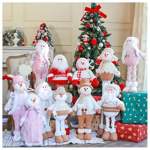 Collezione di gnomi natalizi e pupazzi di neve in peluche rosa e rosso per decorazioni