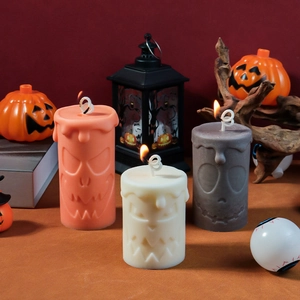 Halloween pumpkin skull electronic candle lamps in orange and black with 3D relief texture