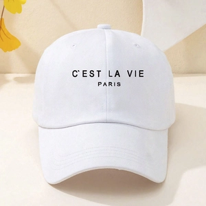 Casquette de baseball blanche en coton avec texte C'EST LA VIE PARIS pour loisirs plein air