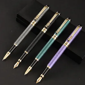 Elegant four-piece business pen set with textured finish and golden metallic accents
