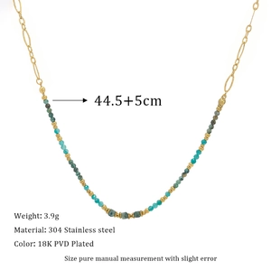 Detailed specs of the vintage African pine stone necklace in 18K PVD gold plated steel