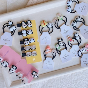 Niedliches Panda-Haarspangen-Set mit Eis- und Fruchtmotiven für Mädchen