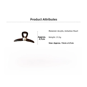 Maillard square claw clip specs with dimensions 15cm x 4.7cm and pearl detail