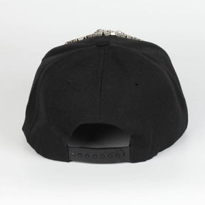 Black Harajuku baseball cap with silver square rivets and adjustable snapback closure
