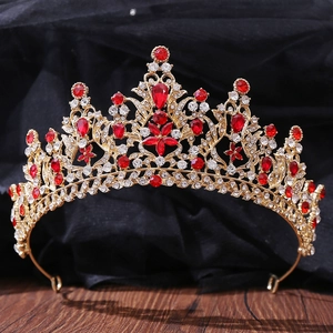 Luxury Bridal Tiara Crown Crystal Rhinestone Floral Leaf Design Alloy Headpiece For Wedding Party Queen Style Women