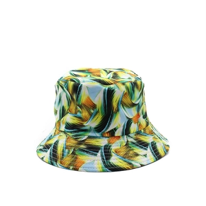 Men and women's reversible sun hat featuring vibrant abstract oil painting style patterns