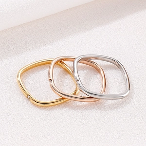 Minimalist square stackable rings in gold, rose gold, and silver finishes for women