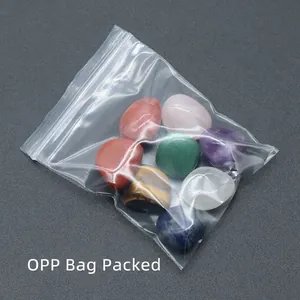 Set of 8 natural chakra healing stones in OPP bag featuring crystal agate and amethyst