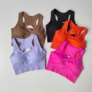 Détails de brassières de yoga sans couture multicolores avec découpe dos nageur