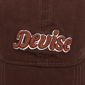 Brown cotton baseball cap with 3D Devise embroidery and sun protection visor