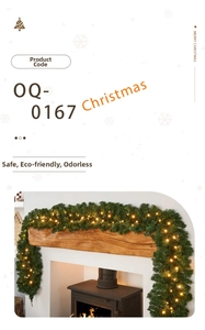 Detailed macro view of a 270cm PVC Christmas garland with warm white LED lights