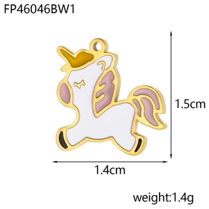 Cute unicorn enamel charm in gold and pink for DIY jewelry making necklaces and bracelets