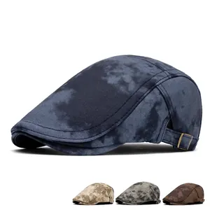 Classic thick cotton newsboy cap in four vintage colors with adjustable side buckle