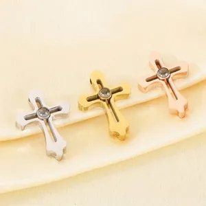 Cross Pendant Stainless Steel Projection Multi Language I Love You Hip Hop Religious Jewelry Accessories