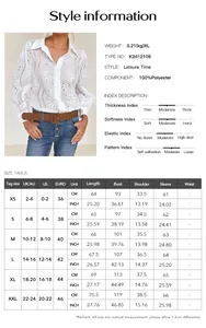 Detailed size guide and material specification chart for women lace hollow cardigan top