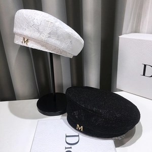 Lace Beret Hat Women Breathable Hollow Out Lightweight Summer Mesh Painter Cap With Metal M Decor