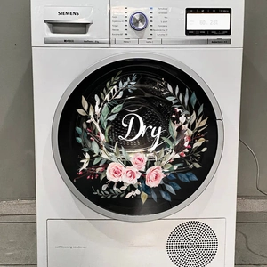 Floral Wreath Laundry Room Wall Stickers Wash And Dry PVC Waterproof Decals For Washing Machine Home Decor
