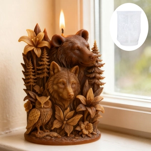 Moule en silicone ours et animaux de la forêt pour bougies DIY avec textures réalistes