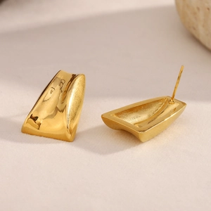Minimalist 18K gold plated 316L stainless steel geometric trapezoid stud earrings