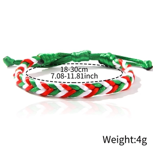 Adjustable green and red braided Christmas bracelet with 18-30cm circumference detail