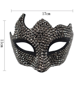 Detailed size specifications for masquerade half face mask with luxury rhinestones
