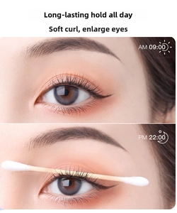 Detail showing lash lift effect and eyelash curvature using stainless steel curler