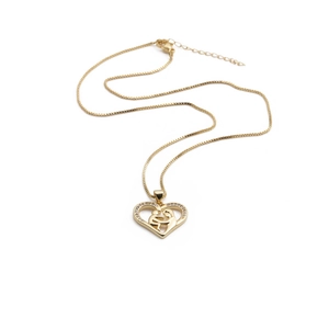 Collier cœur doré avec pendentif mère et enfant orné de zircons brillants pour femme