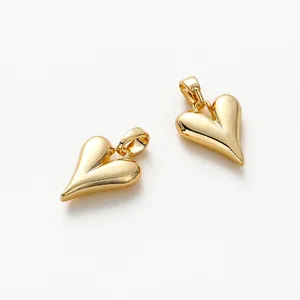Polished 18K gold plated heart charms for DIY jewelry making and necklace pendants