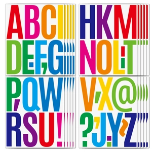 Close-up of vibrant 5-inch alphabet and symbol stickers for party and wall decoration