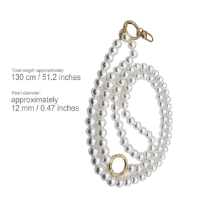 12mm pearl crossbody phone strap with 130cm length and gold metal lobster clasp