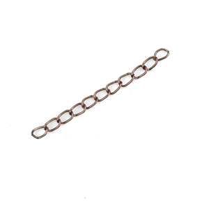 Close-up of a 5cm bronze extension chain for adjustable jewelry making on white background