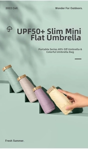 Flat mini umbrellas in Morandi colors with UPF50+ sun protection and matching cases