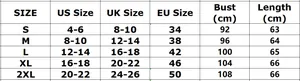 Size guide for women's V-neck cotton linen shirt showing US, UK, and EU measurements