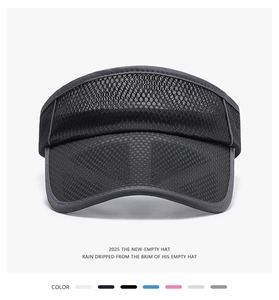 Detail of 2025 sun visor hat showing breathable mesh fabric and wide brim craftsmanship