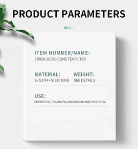 Detalles de los parámetros del filtro de té de silicio, especificaciones de material.