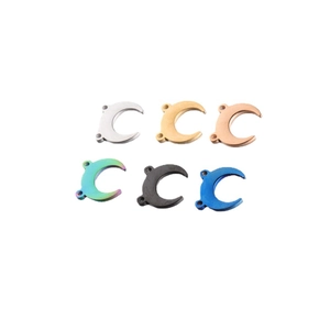 Mirror polished crescent moon horn pendants in six metallic colors for DIY jewelry making