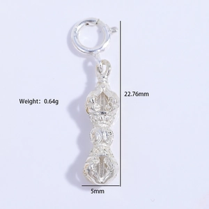 S925 sterling silver vajra pendant clasp with measurements for DIY jewelry making